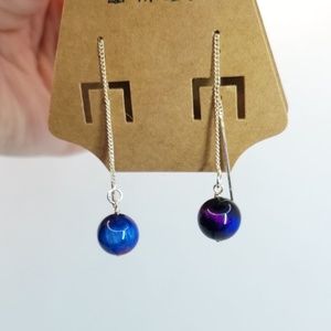 Galaxy Tigers Eye Threader Earrings Large